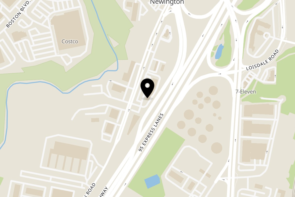 Map showing the location of Bozzelli's Newington on 8091 Alban Rd Suite A in Springfield