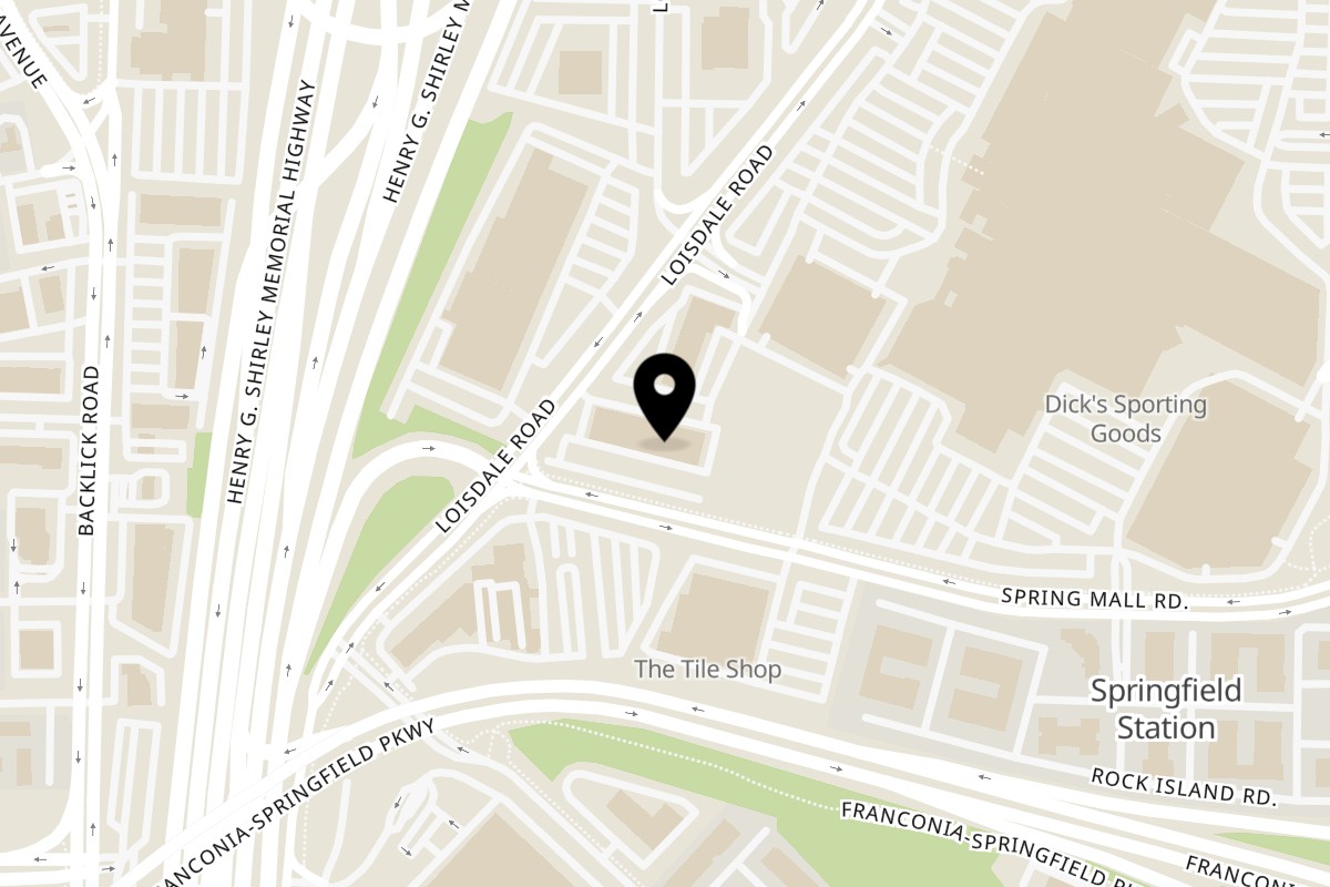 Map showing the location of Bozzelli's Spring Mall on 6701 Loisdale Rd Suite H in Springfield