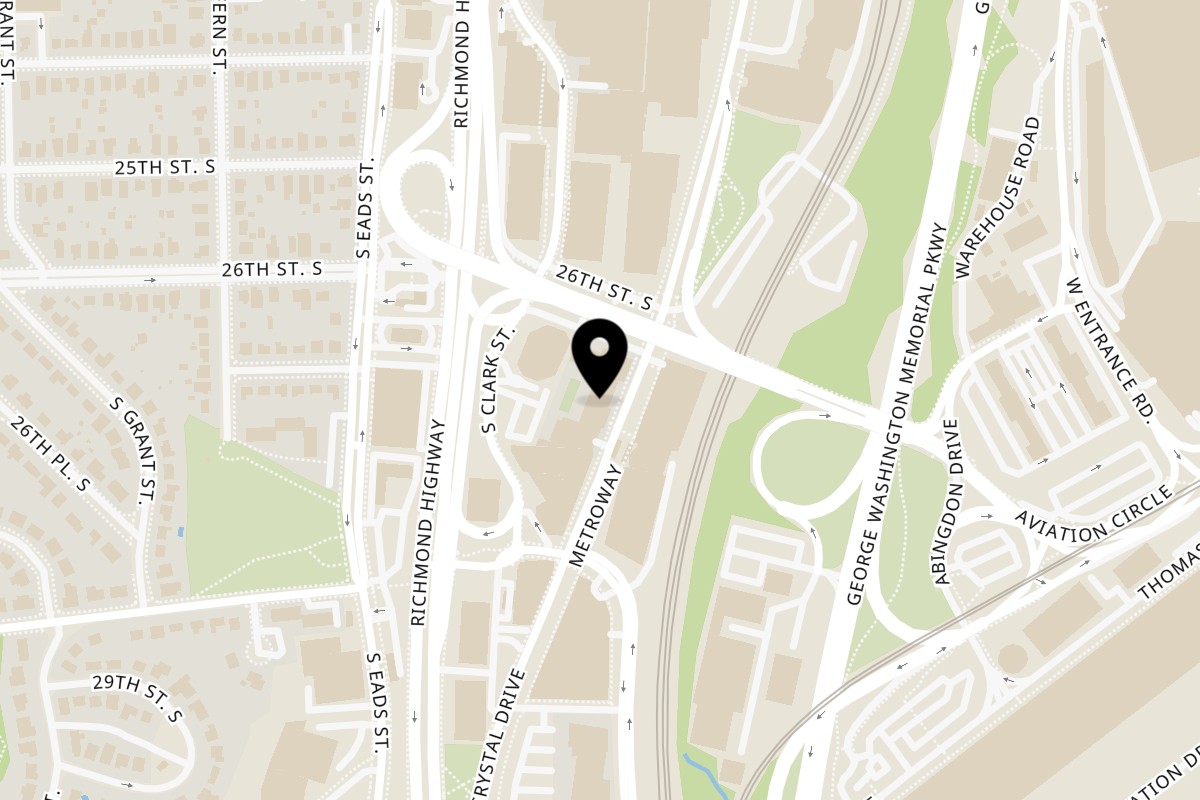 Map showing the location of Bozzelli's Crystal City on 2600 Crystal Dr in Arlington