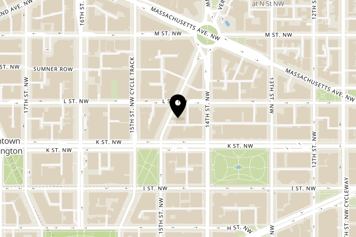 Map showing the location of Bozzelli's Vermont Ave on 1025 Vermont Ave NW in Washington